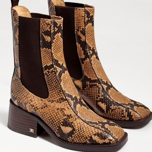 Sam Edelman Dasha Dark Wheat/Exotic Snake Print Ankle Boots - Picture 8 of 8